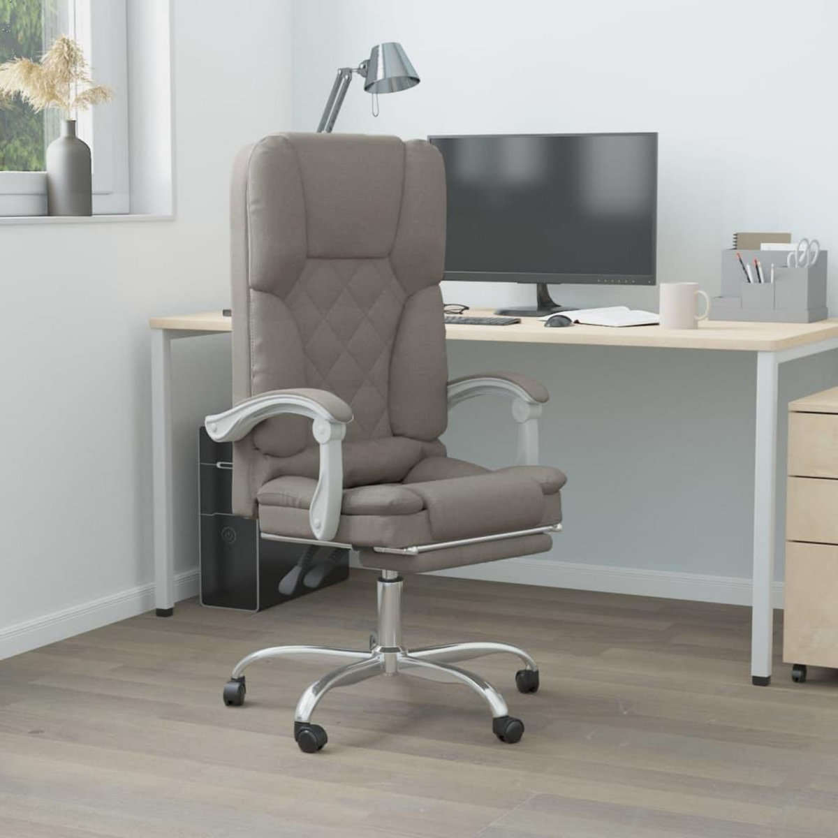 VIDAXL Fauteuil de massage inclinable de bureau Taupe Tissu