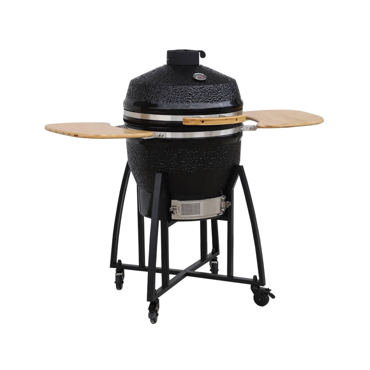 SWEEEK Barbecue charbon en céramique. Kamado Ø54.5cm. avec chariot. garde au chaud. récupérateur de cendre et housse. tablettes rétractables