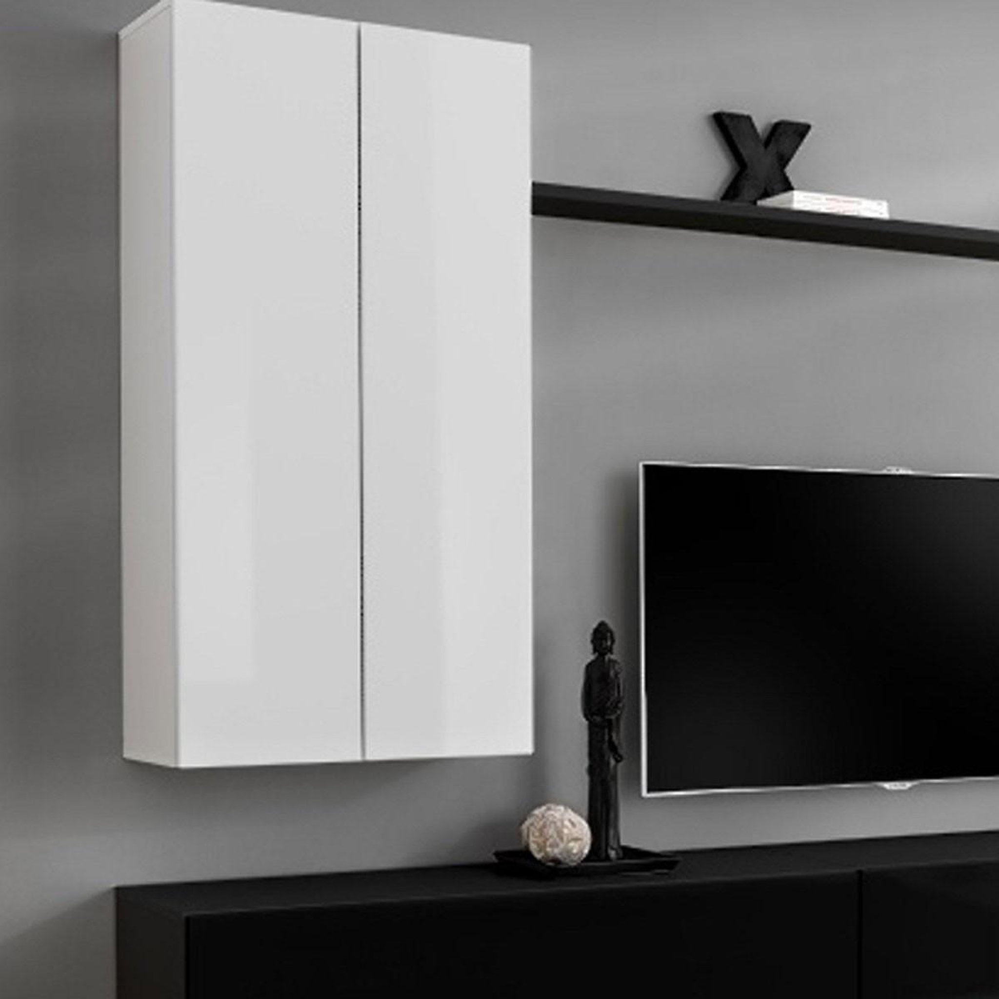 Voir la diapositive 2 : Paris Prix Meuble tv mural design  switch ii  270cm blanc & noir