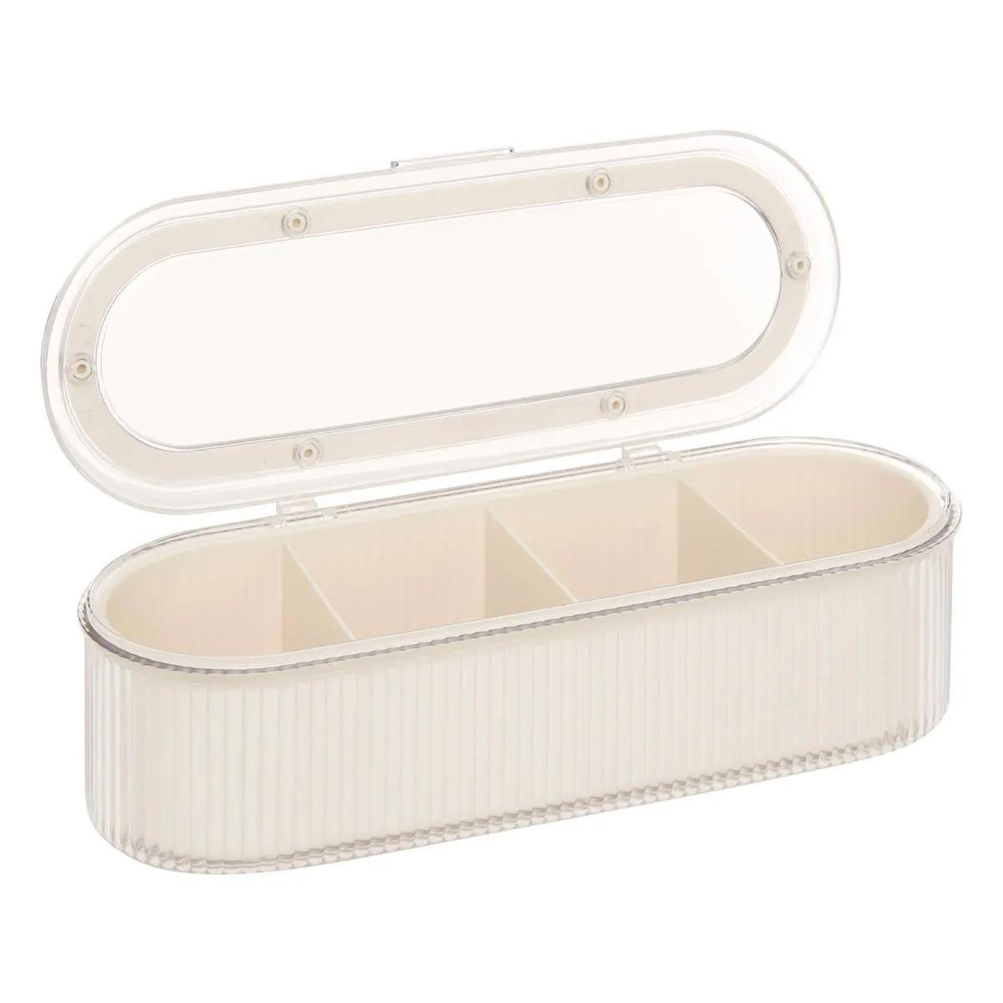 Voir la diapositive 2 : FIVE Boîte de rangement 4 compartiments  alba  27cm beige