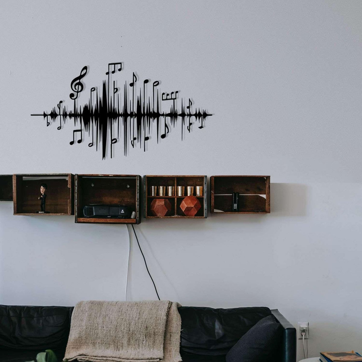 TOILINUX Décoration murale Notes en métal - 70 x 40 cm - Noir