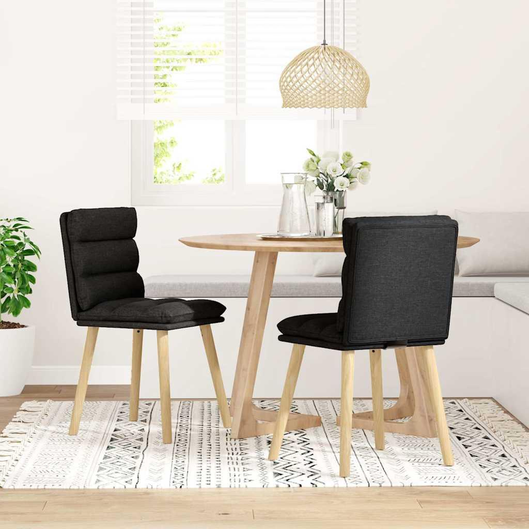 Voir la diapositive 2 : VIDAXL Chaises a manger lot de 2 noir tissu
