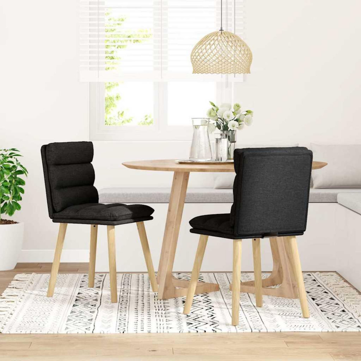 VIDAXL Chaises a manger lot de 2 noir tissu