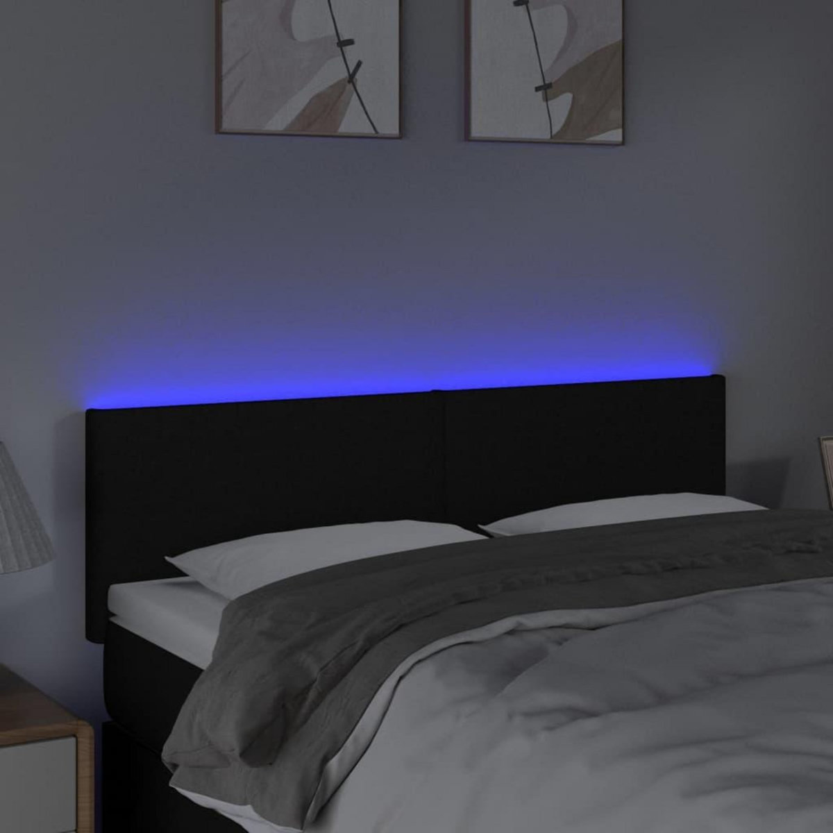 VIDAXL Tete de lit a LED Noir 144x5x78/88 cm Tissu
