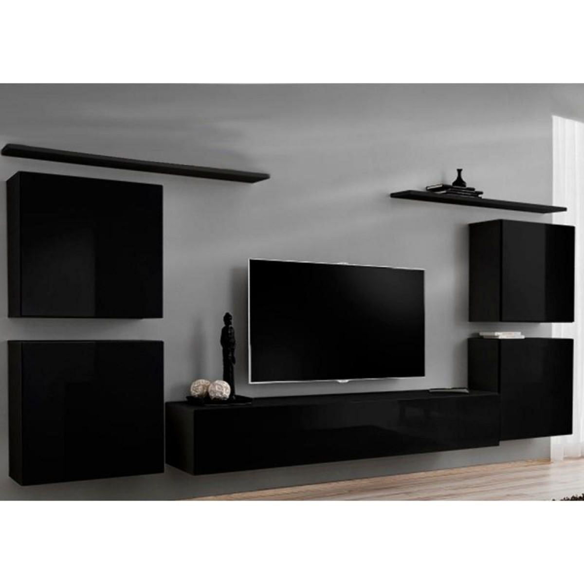 Paris Prix Meuble TV Mural Design  Switch IV  320cm Noir