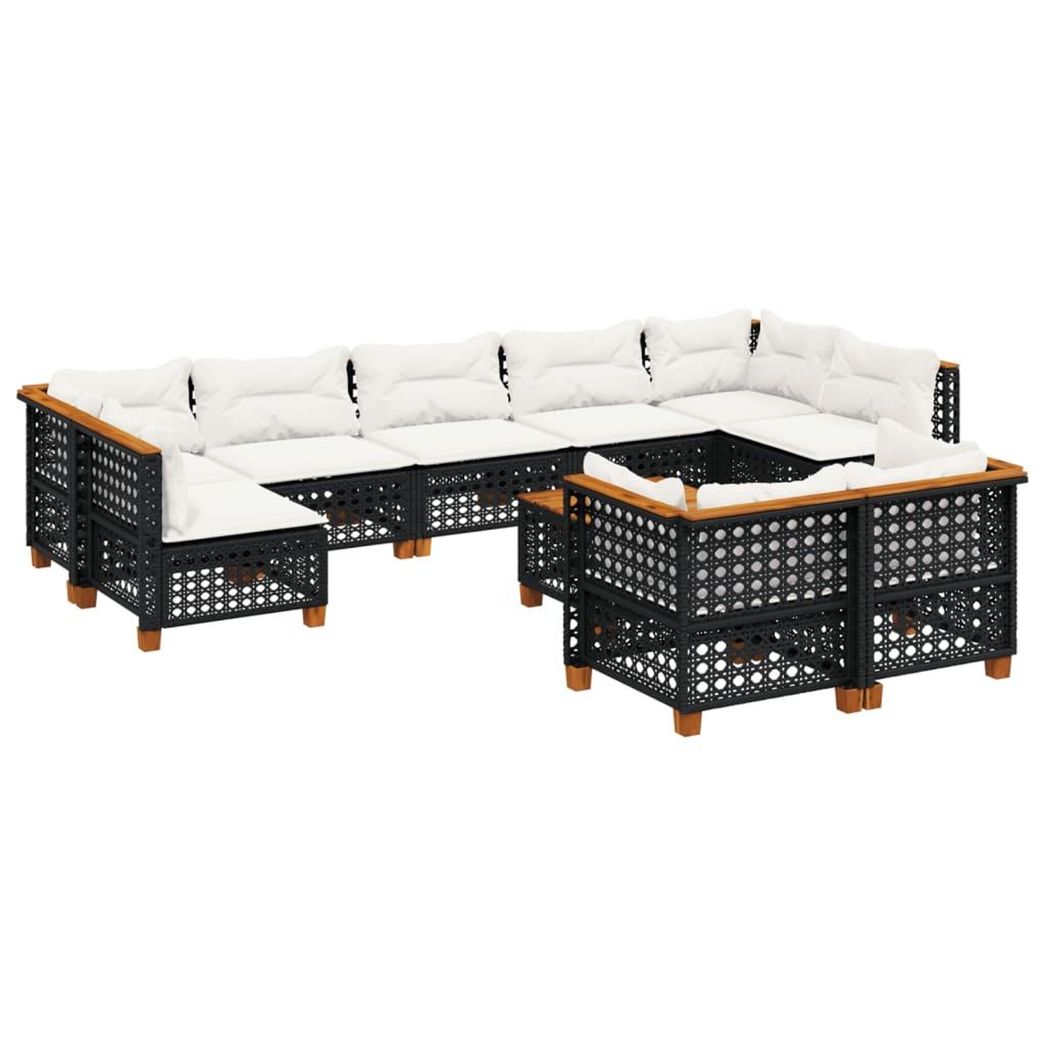 Voir la diapositive 2 : VIDAXL Salon de jardin 10 pcs avec coussins noir resine tressee