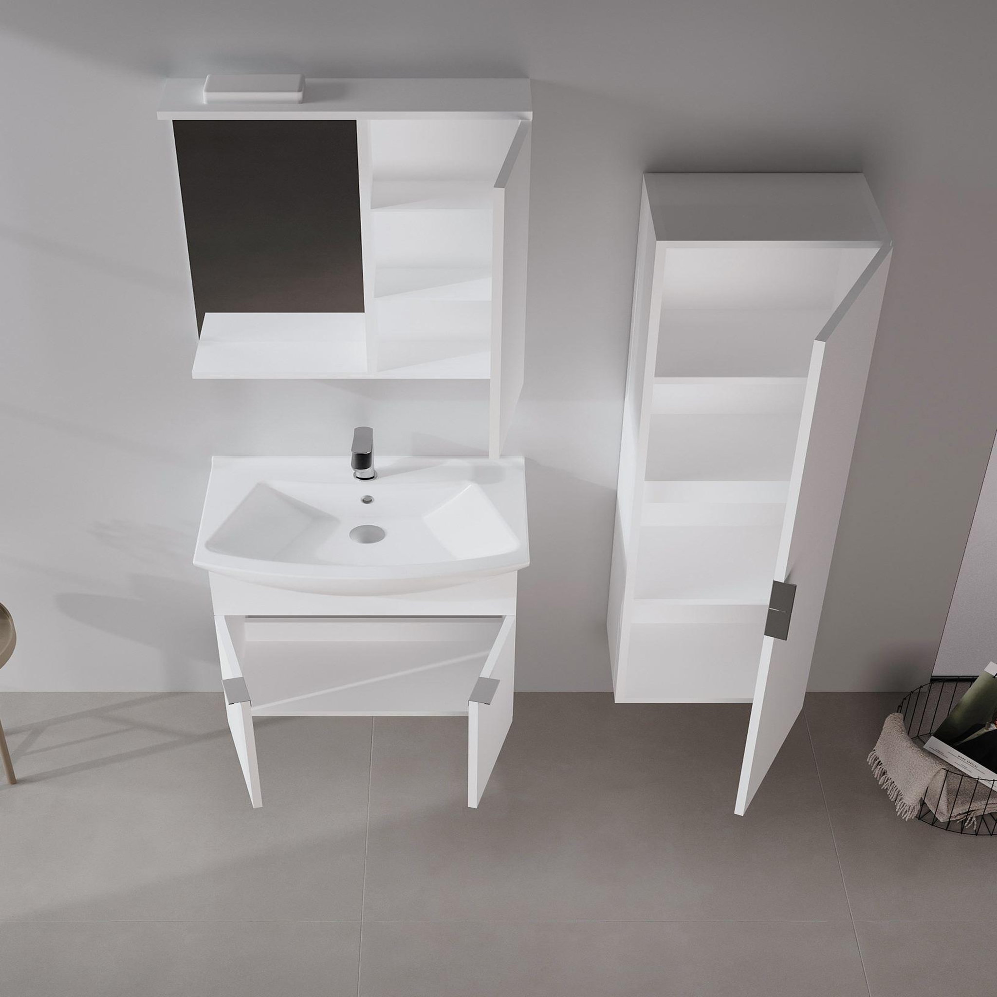 Voir la diapositive 3 : Habitat et Jardin Meuble Salle de Bain avec Miroir  Purus 65  - 63 x 18 x 68 cm - White