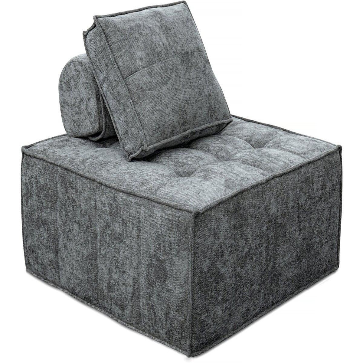 Habitat et Jardin Chauffeuse en tissu texturé  Velluto  - 96 x 100 x 89 cm - Gris
