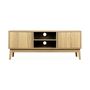 Voir la diapositive 5 : SWEEEK Meuble TV décor bois 2 portes L 120 x l 39 H 48cm - Dune