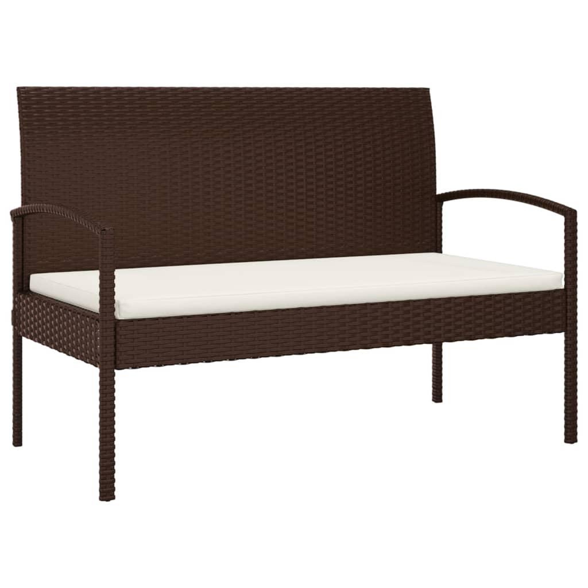 Voir la diapositive 2 : VIDAXL Banc de jardin avec coussin marron 105 cm resine tressee