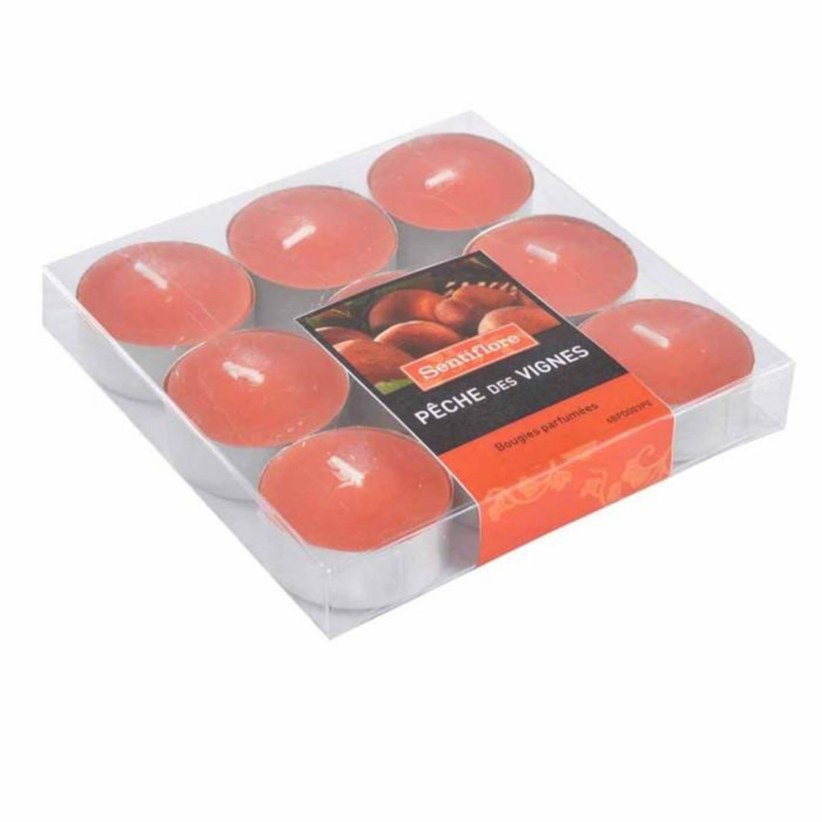 Paris Prix Lot de 9 Bougies Parfumées Chauffe-Plat  Gaïa  3cm Pêche