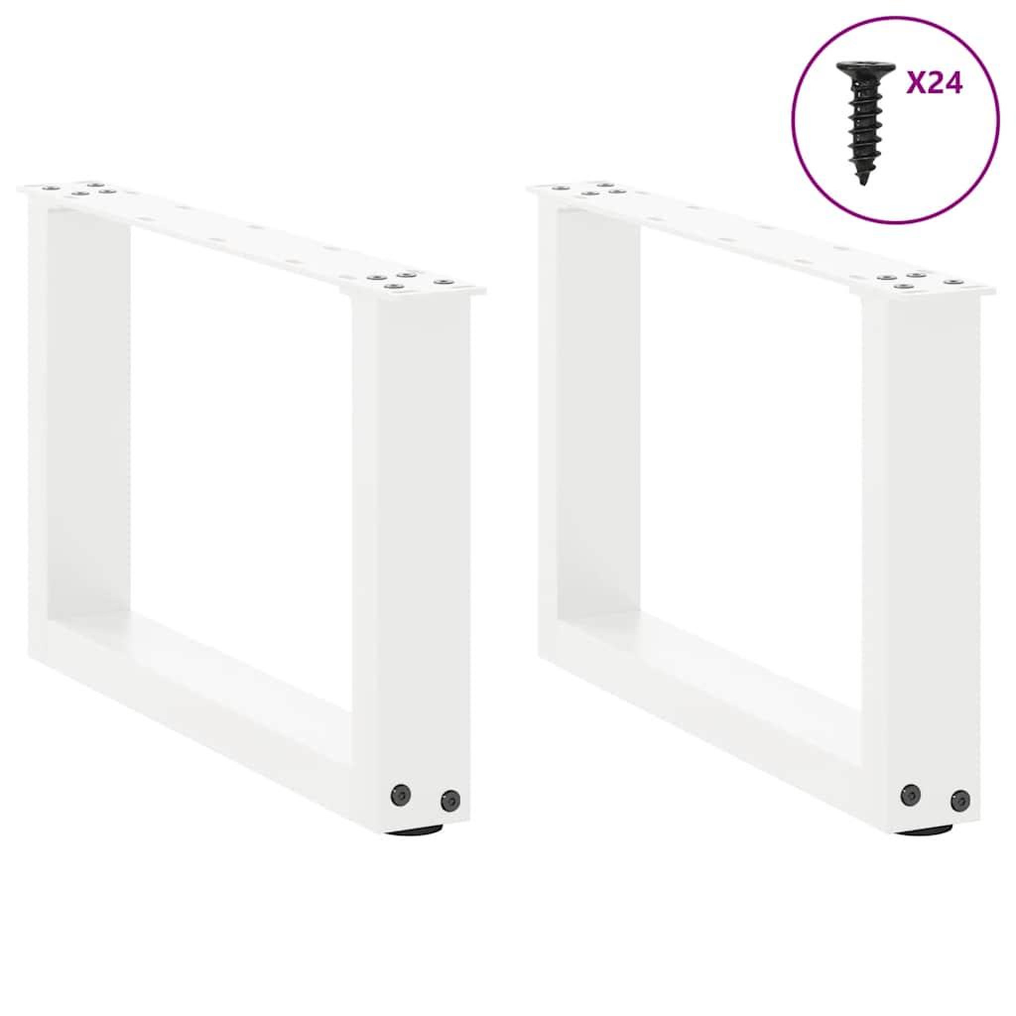 Voir la diapositive 3 : VIDAXL Pieds de table basse forme de U 2 pcs blanc 50x(30-31) cm acier