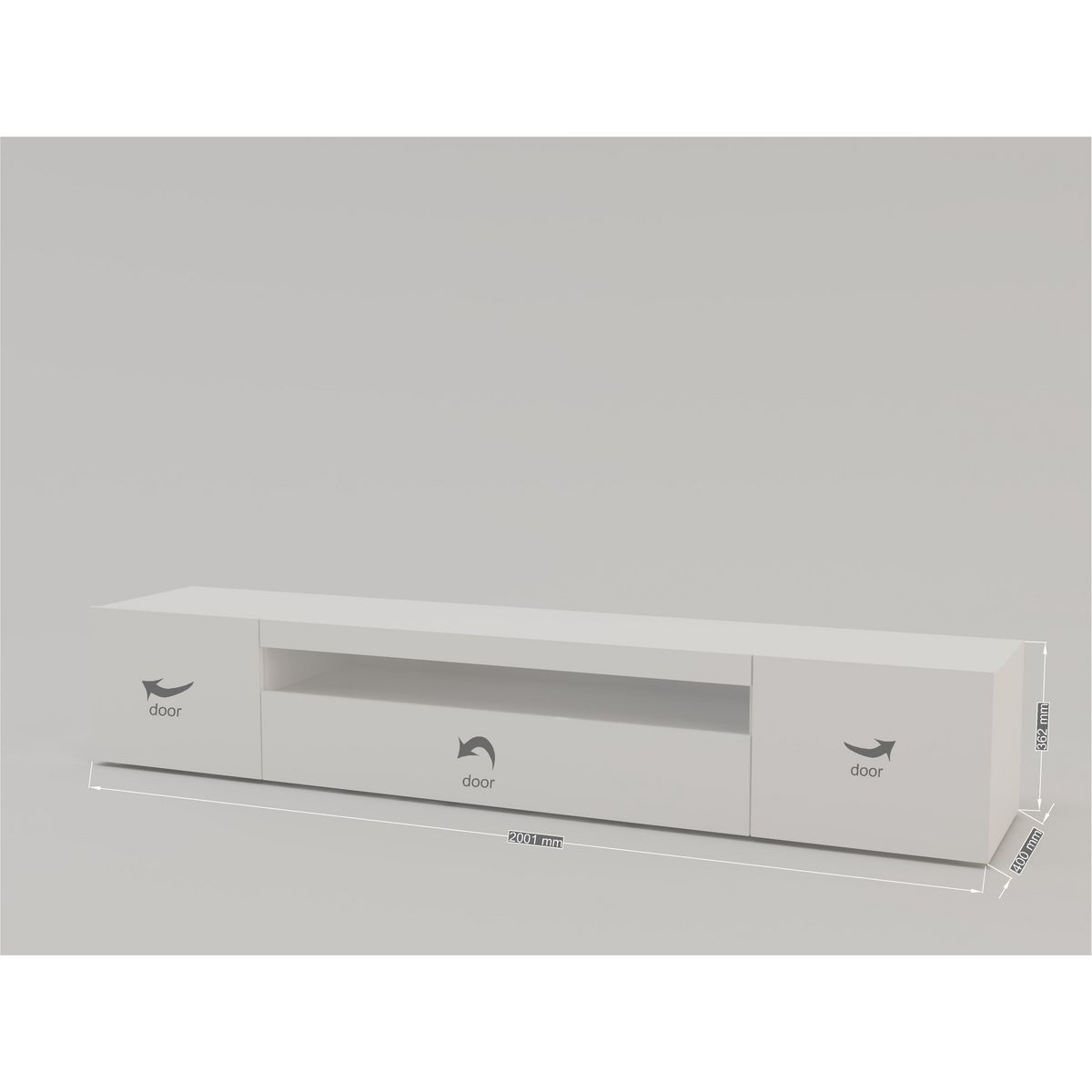 Meuble TV 3 portes 1 niche TECHNO L200cm