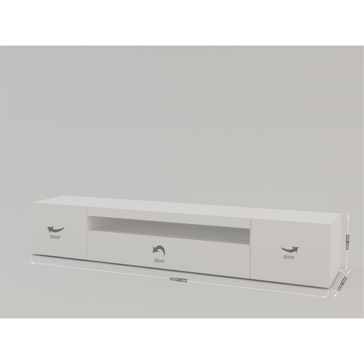 Meuble TV 3 portes 1 niche TECHNO L200cm