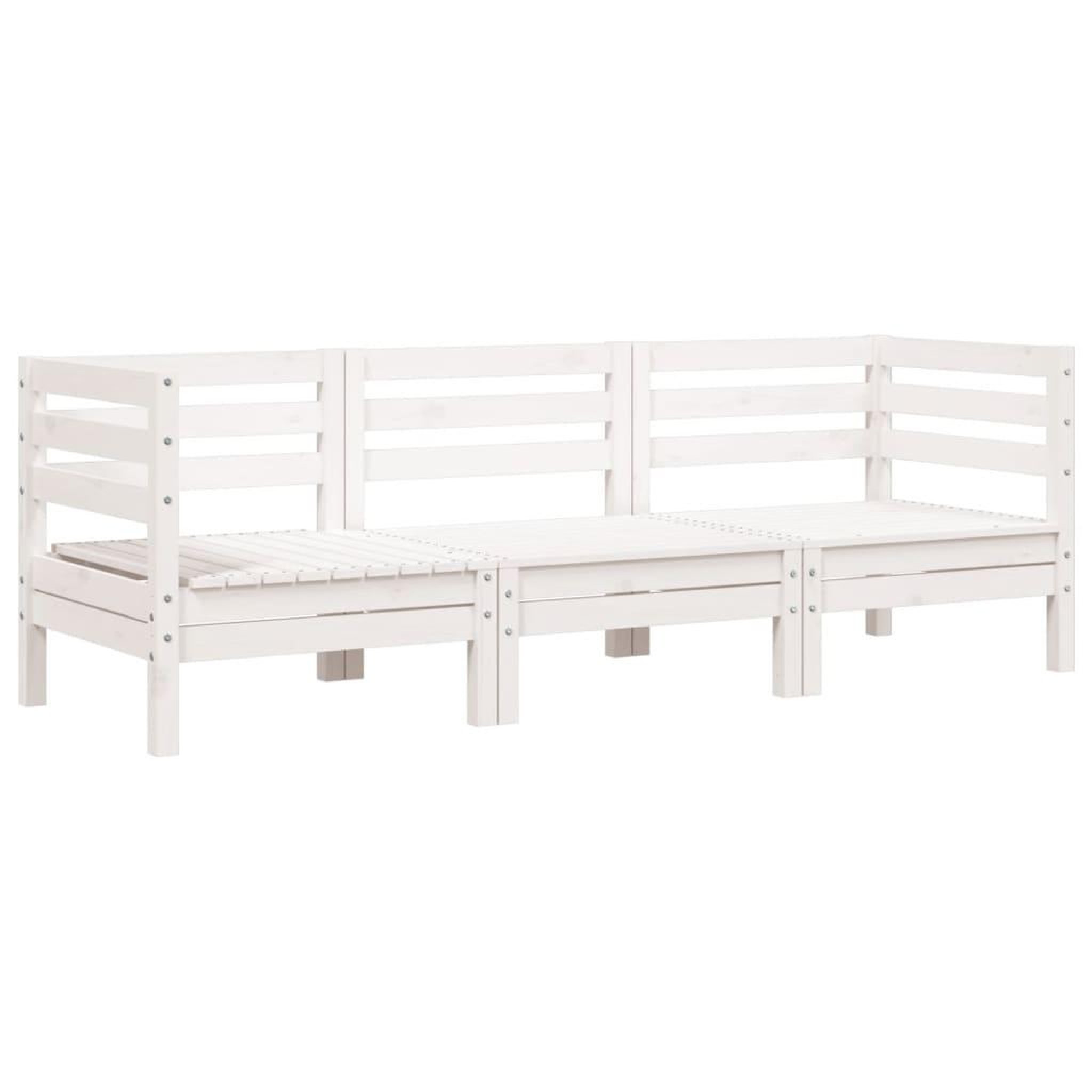 Voir la diapositive 2 : VIDAXL Canape de jardin 3 places blanc bois de pin massif