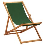 VIDAXL Chaise pliable de plage bois d'eucalyptus et tissu vert