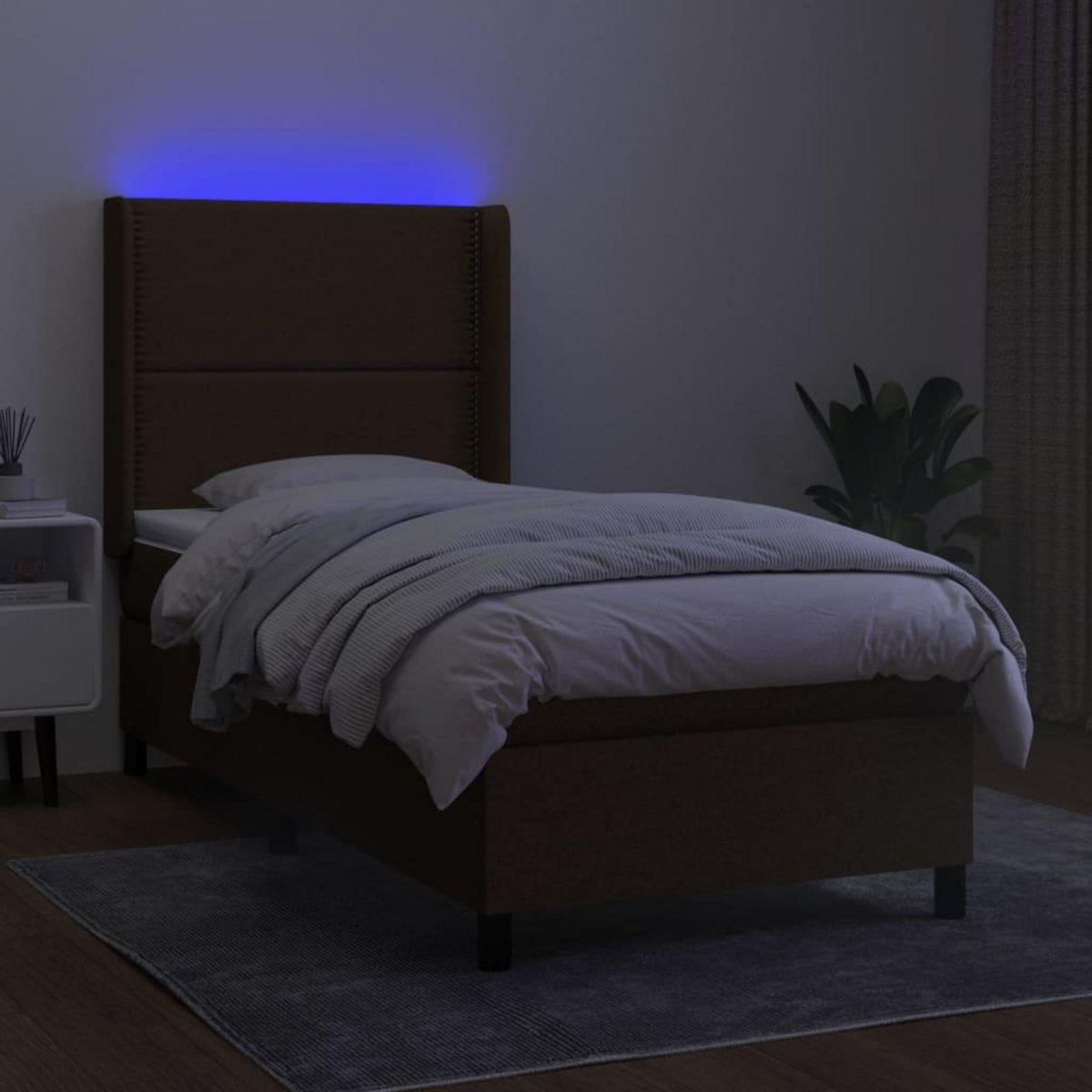 VIDAXL Sommier a lattes de lit matelas LED Marron fonce 80x200cm Tissu