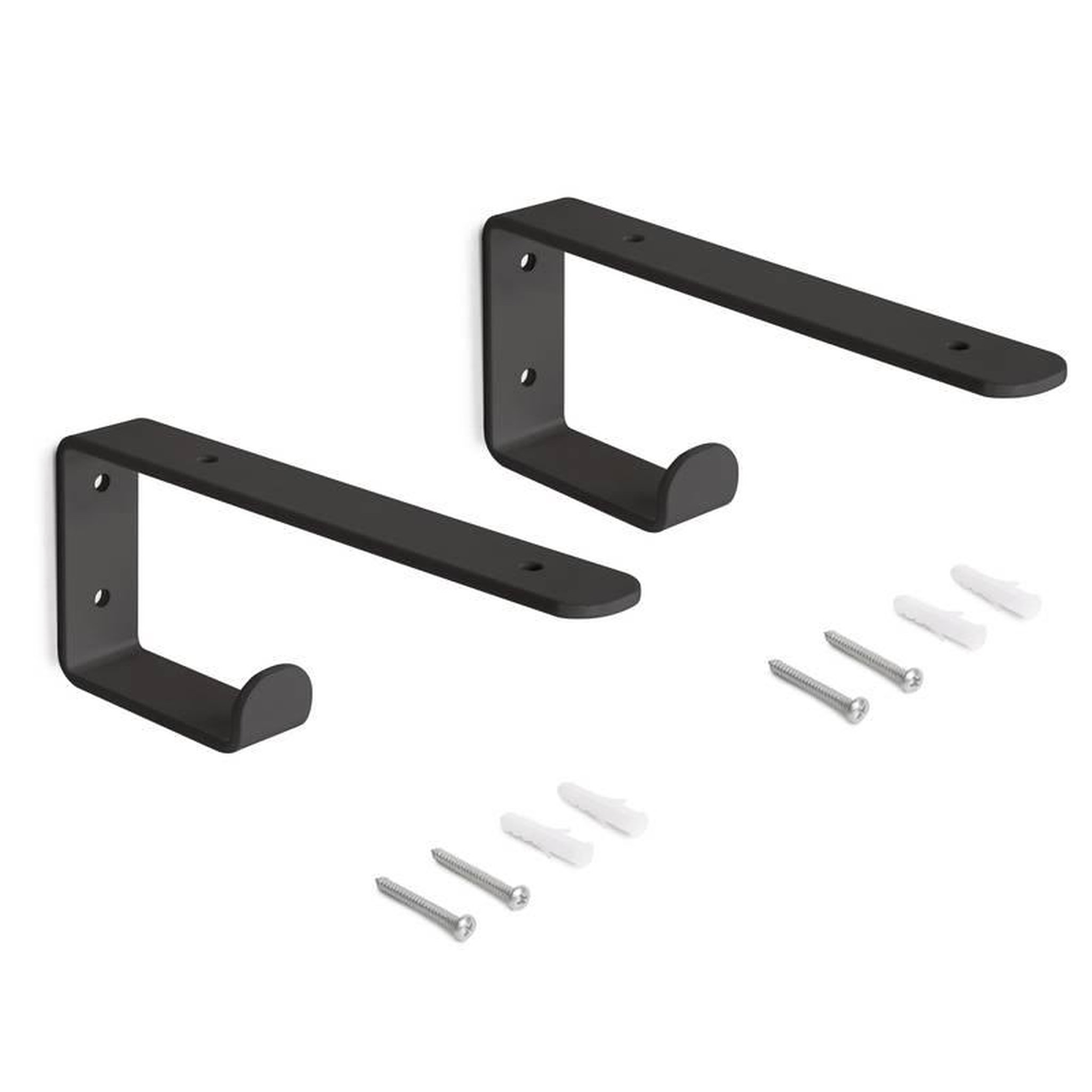 EMUCA SRL Jeu de supports pour étagères en bois Shelf avec cintre intégré - Acier - Noir