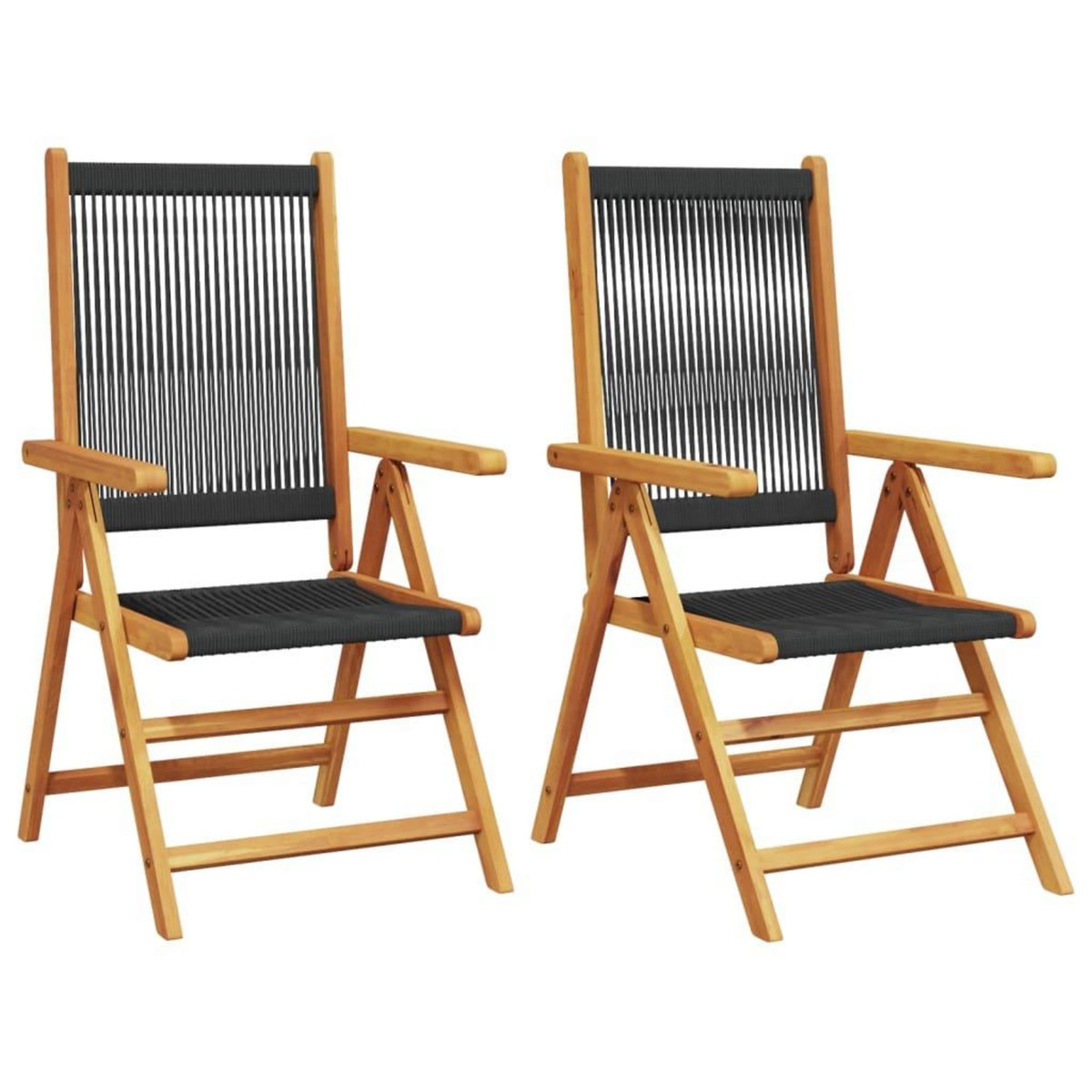 VIDAXL Chaises de jardin lot de 2 noir bois d'acacia et polypropylene