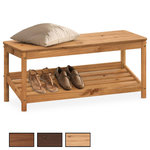 IDIMEX Banc à chaussures APOANA L 110 cm en bois massif. Coloris disponibles : Marron