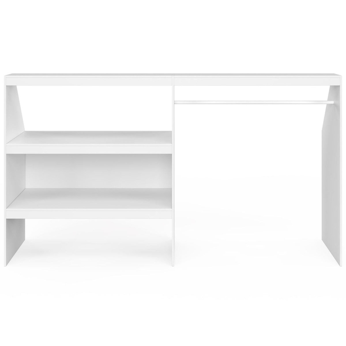 ID MARKET Kit dressing sous pente avec étagère 2 niveaux et penderie extensible TOMI 195 x 50 x 70/110 cm blanc