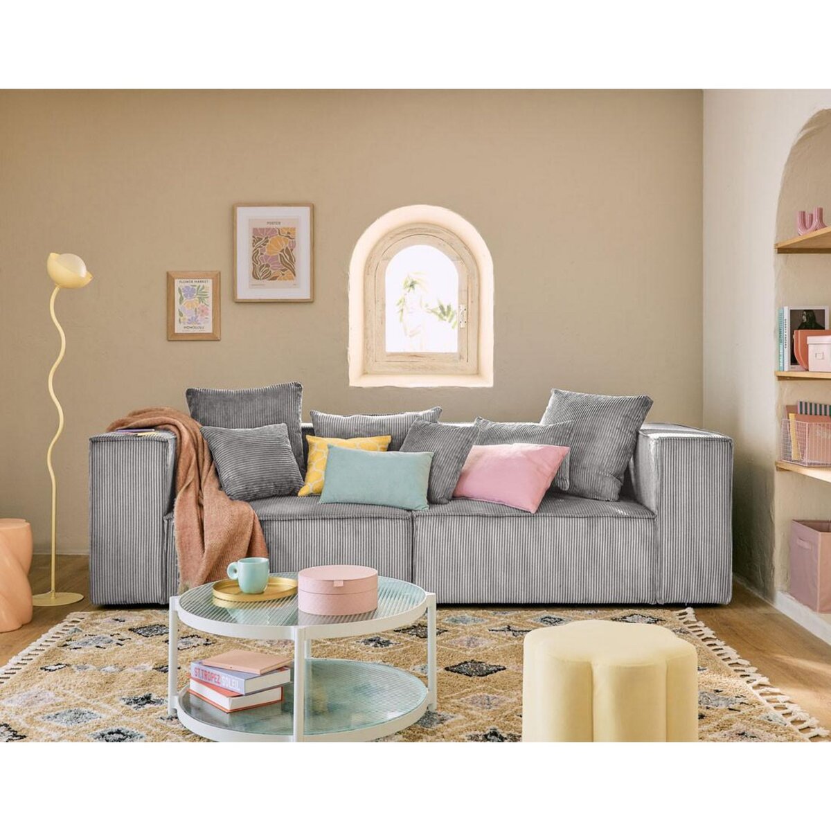 LISA DESIGN Colombine - canapé modulable droit - 2 places - en velours côtelé