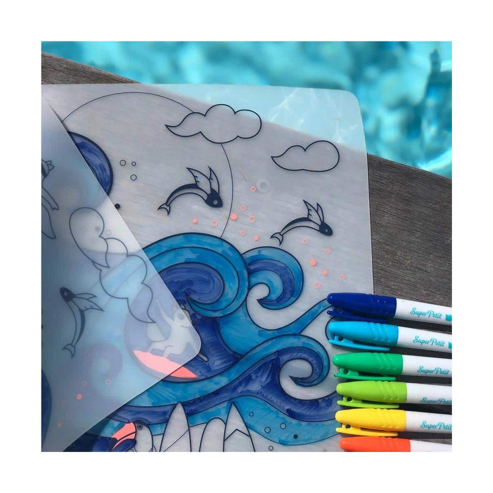 Voir la diapositive 2 : SUPER PETIT Set en silicone a colorier surf party