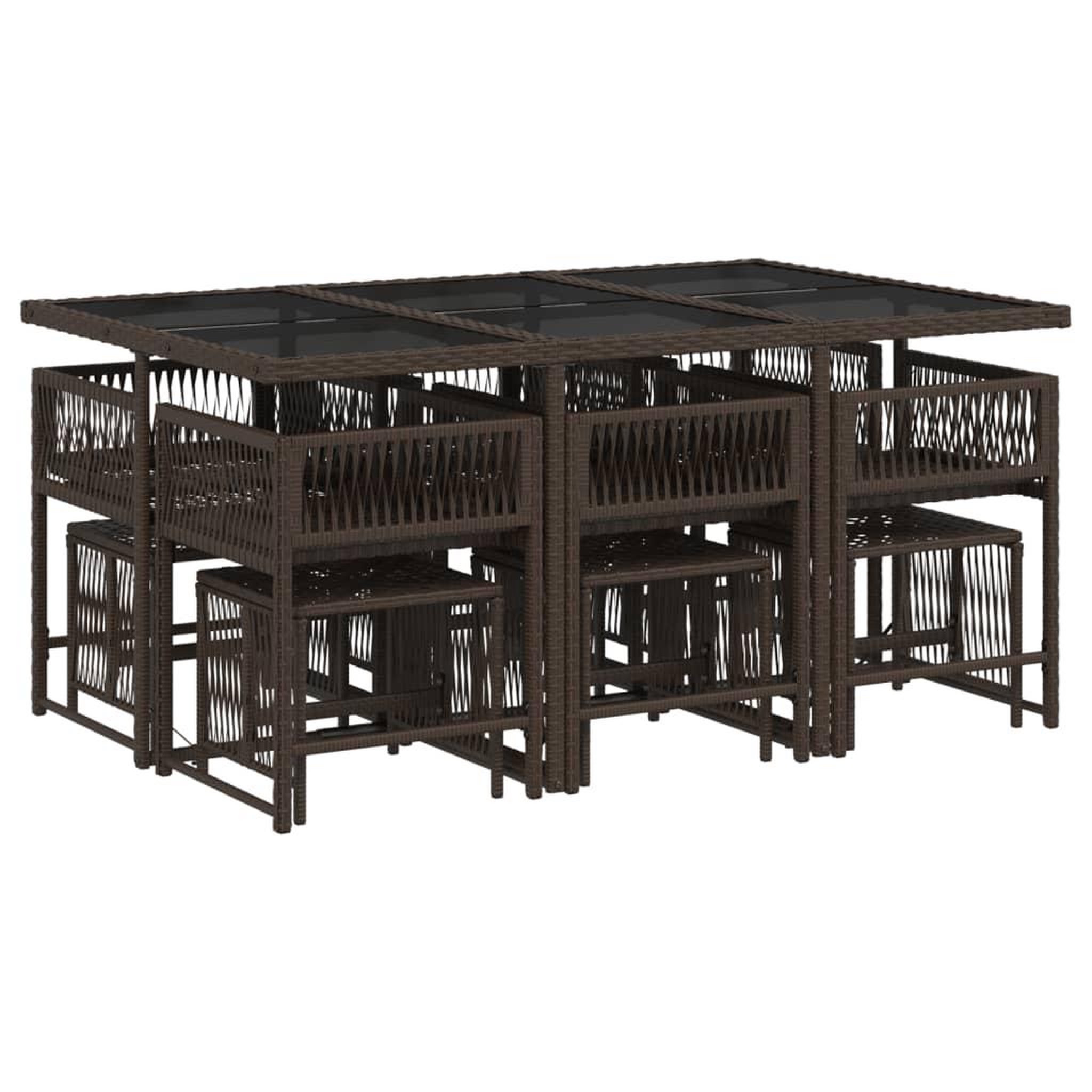 Voir la diapositive 3 : VIDAXL Ensemble a manger de jardin et coussins 11 pcs marron rotin