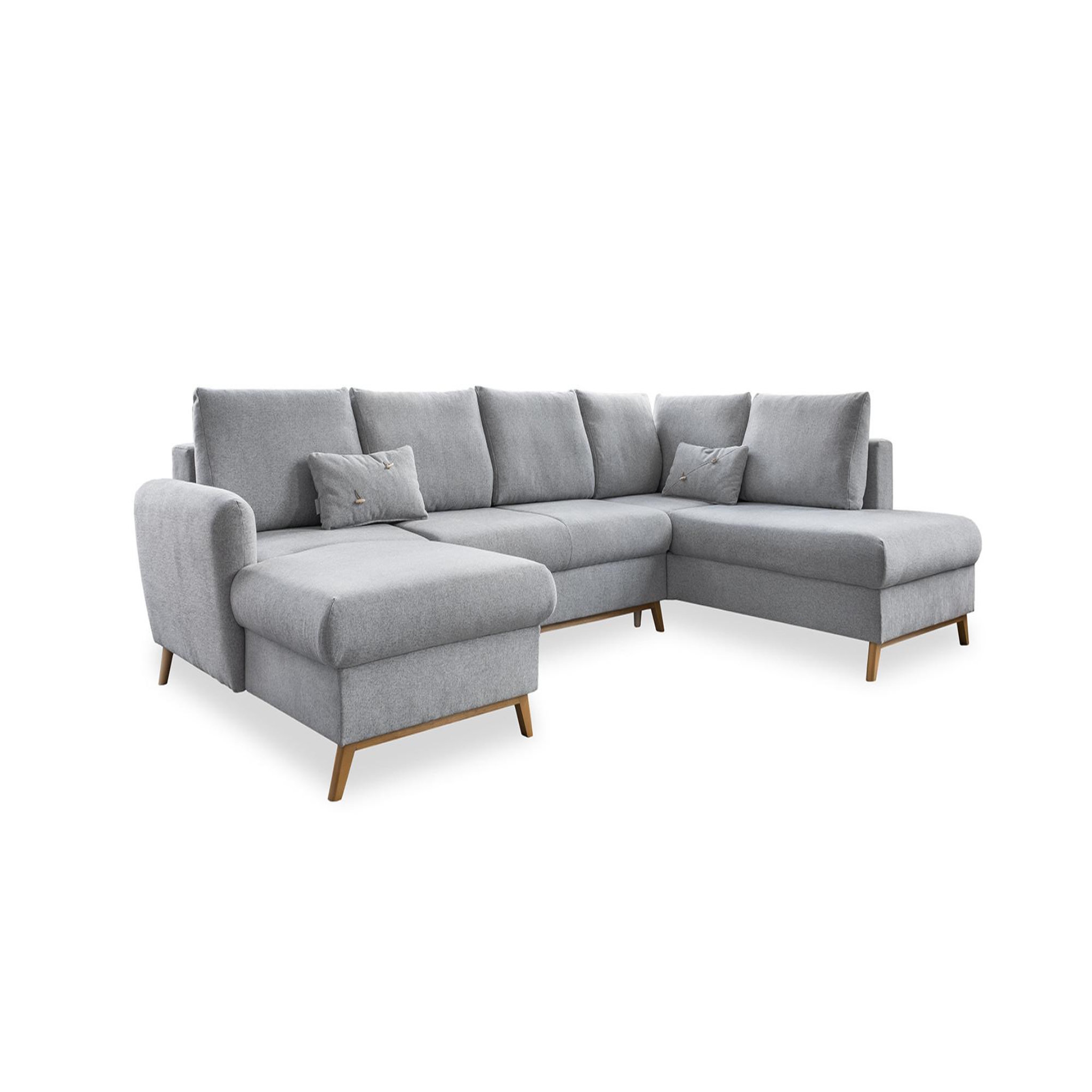 Voir la diapositive 5 : BEST MOBILIER Lagom - canapé d'angle panoramique - convertible - avec coffre - en tissu - 7 places - droit