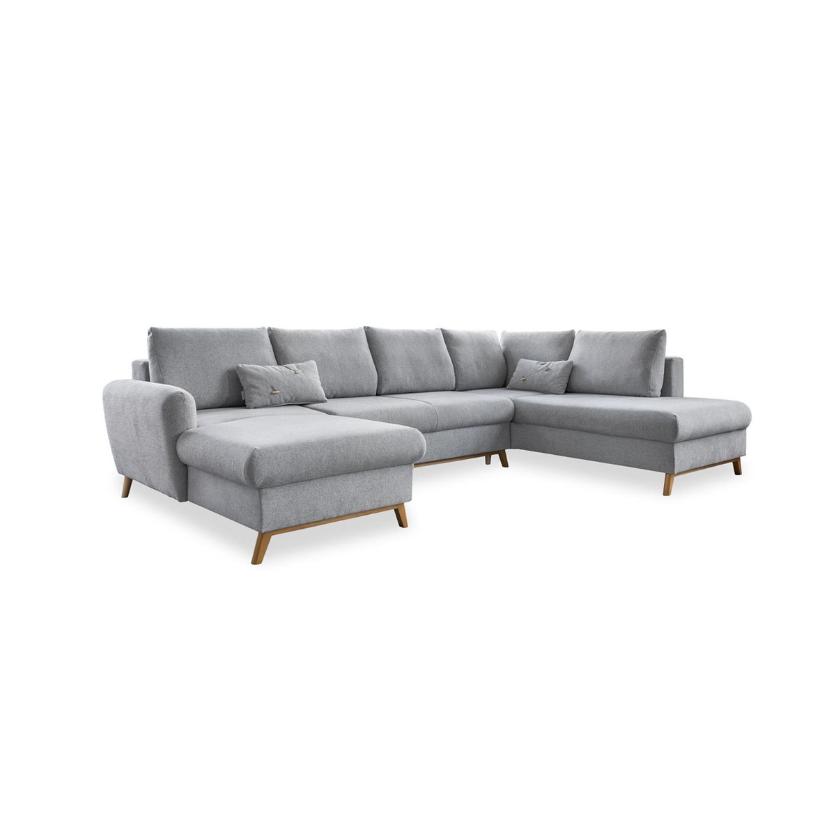 BEST MOBILIER Lagom - canapé d'angle panoramique - convertible - avec coffre - en tissu - 7 places - droit