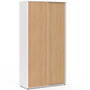 Voir la diapositive 3 : ID MARKET Armoire 2 portes coulissantes SLIDEA blanc et bois penderie 100 cm avec étagères rangement maxi capacité