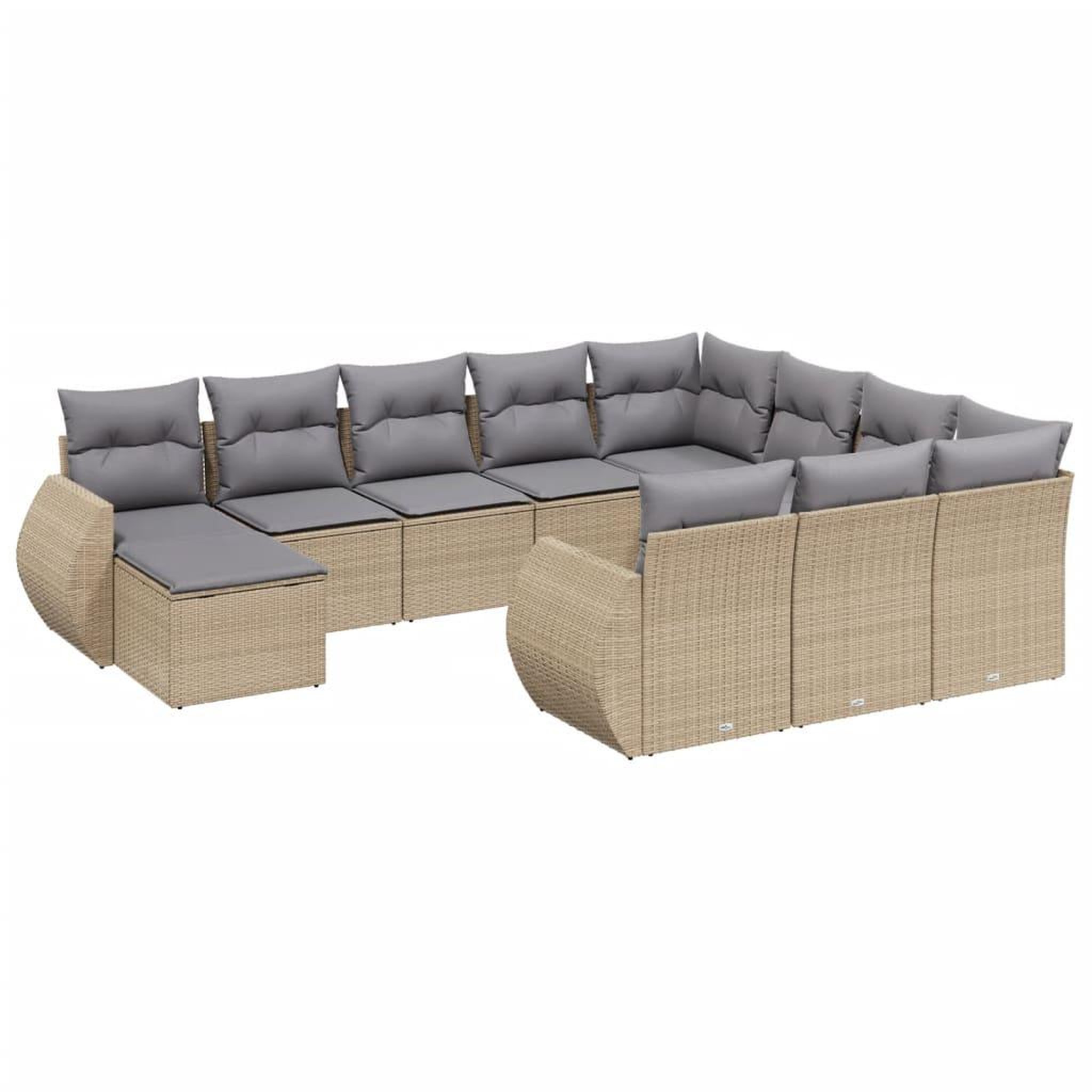 Voir la diapositive 2 : VIDAXL Salon de jardin 11 pcs avec coussins beige resine tressee