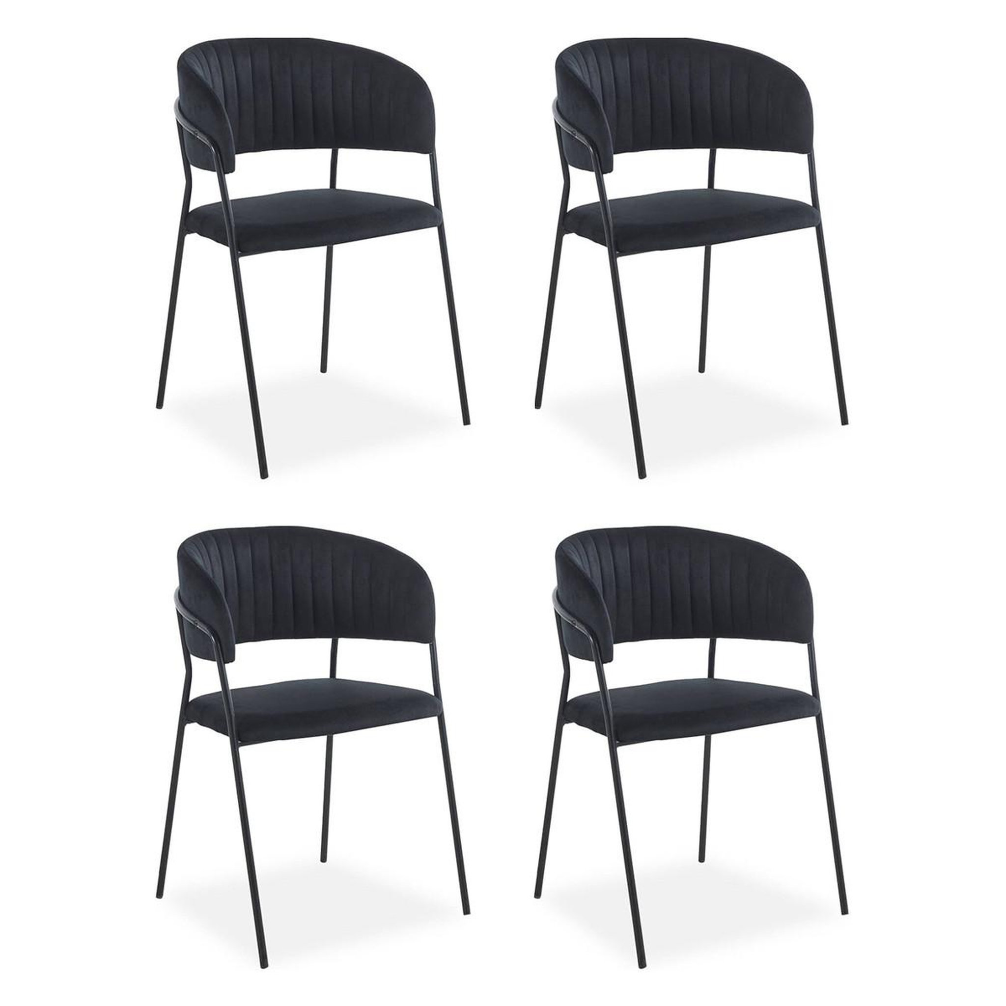 Paris Prix Lot de 4 chaises en velours  batora  79cm noir