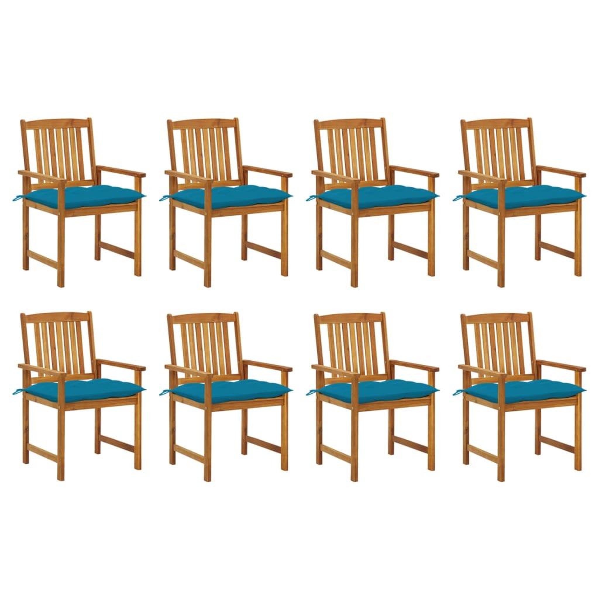 Voir la diapositive 1 : VIDAXL Chaises de jardin avec coussins lot de 8 Bois d'acacia solide