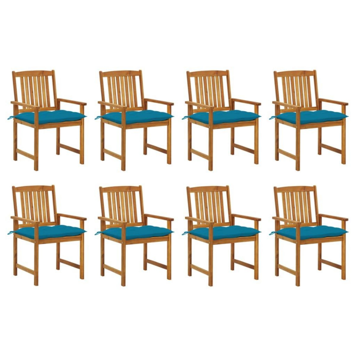 VIDAXL Chaises de jardin avec coussins lot de 8 Bois d'acacia solide