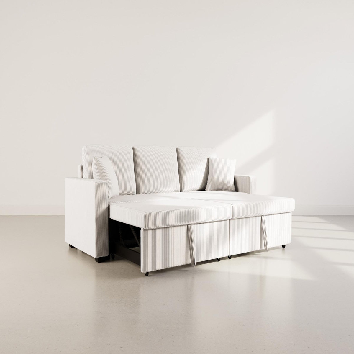 BEST MOBILIER Cyrus - canapé droit 3 places convertible en velours côtelé