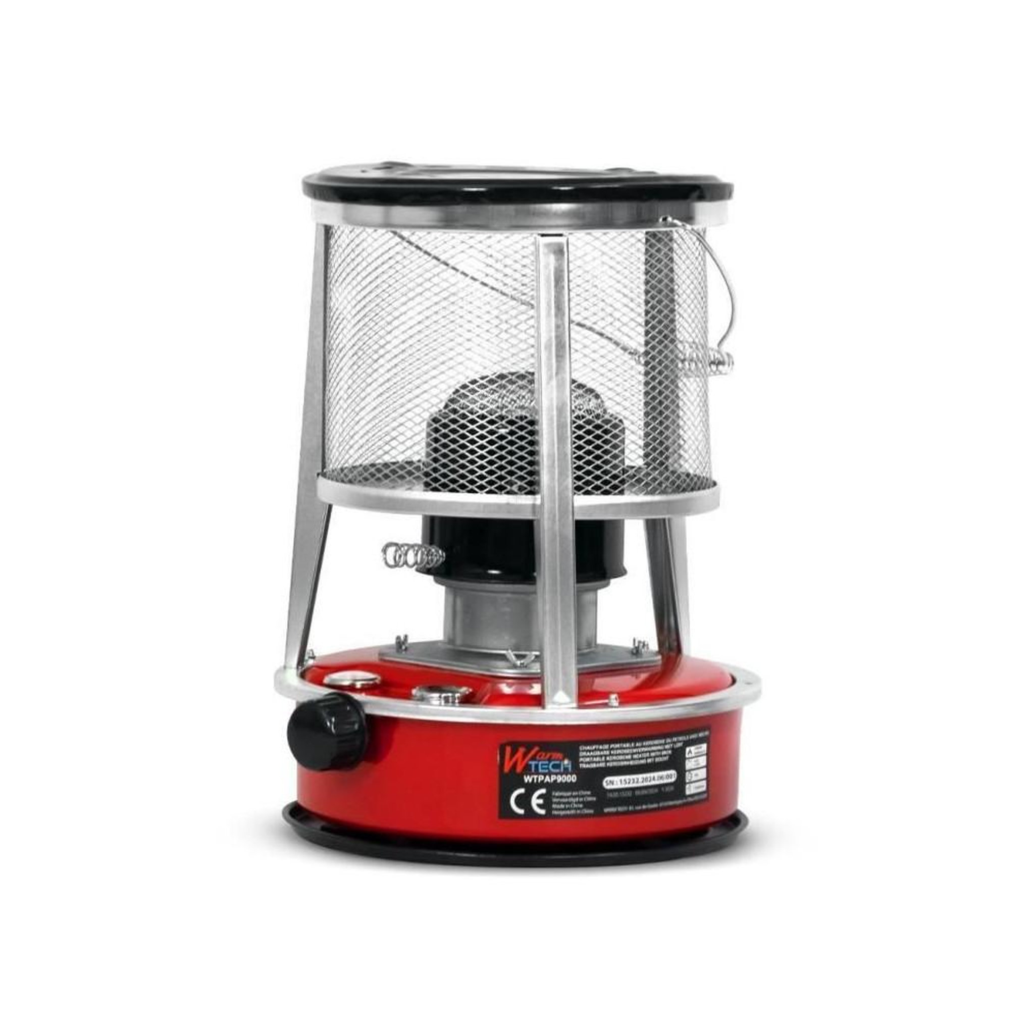 Warmtech Chauffage d'appoint à pétrole WarmTech 2600 W WTPAP9000, 9000 BTU, cuve 4,6 L, thermostat réglable, autonomie env. 18 h, protection grille