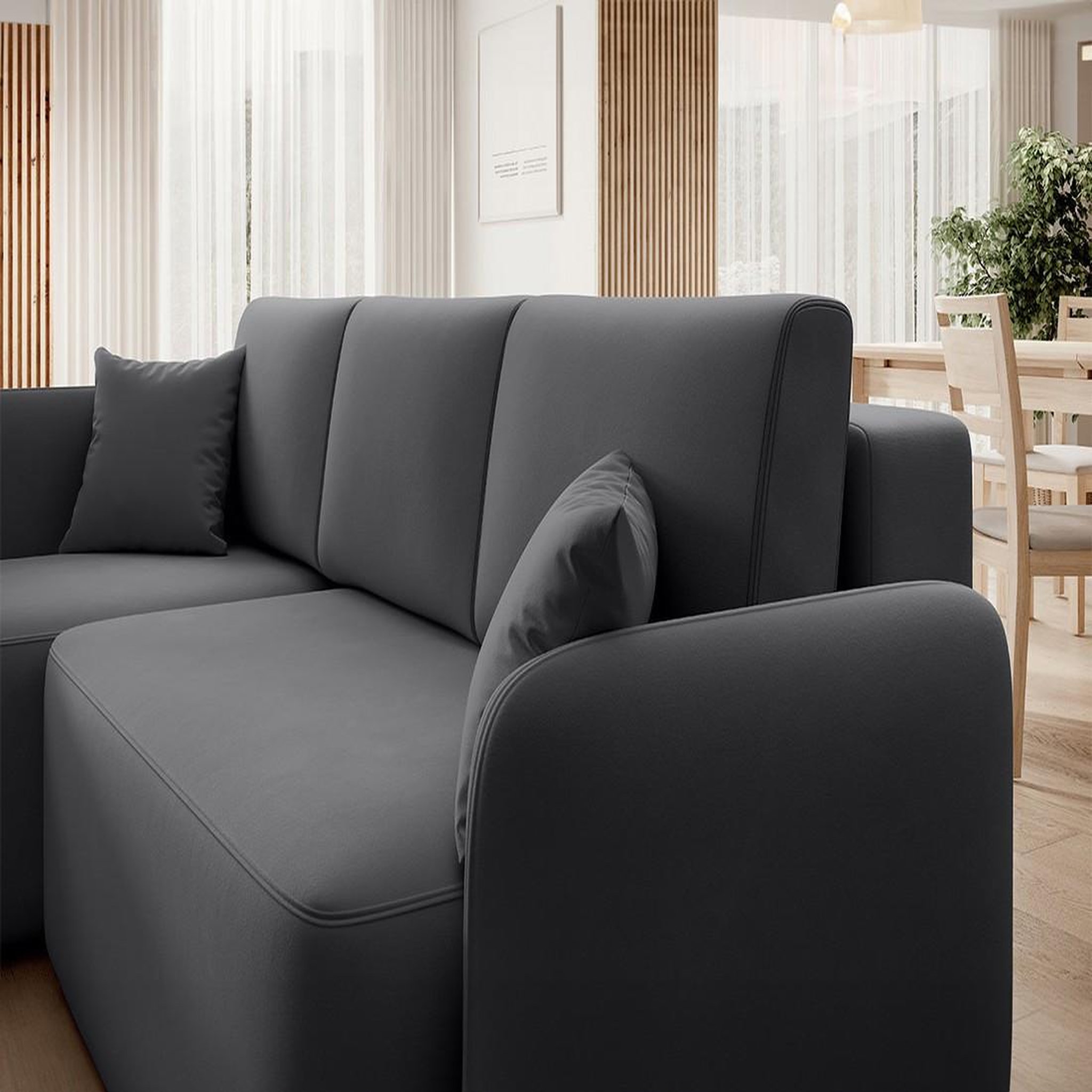 Voir la diapositive 5 : BEST MOBILIER Suzie - canapé d'angle gauche 4 places convertible avec coffre en velours