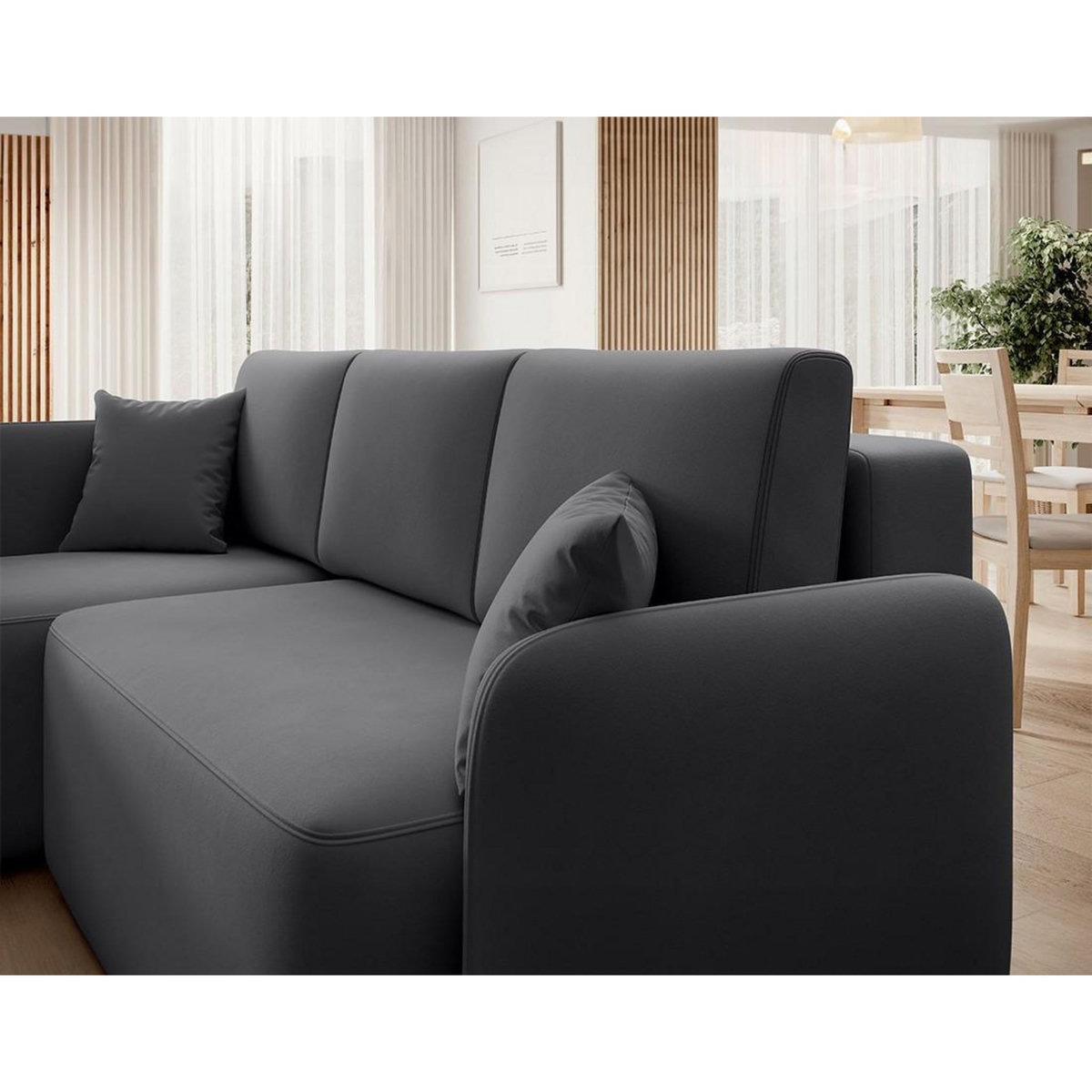 BEST MOBILIER Suzie - canapé d'angle gauche 4 places convertible avec coffre en velours