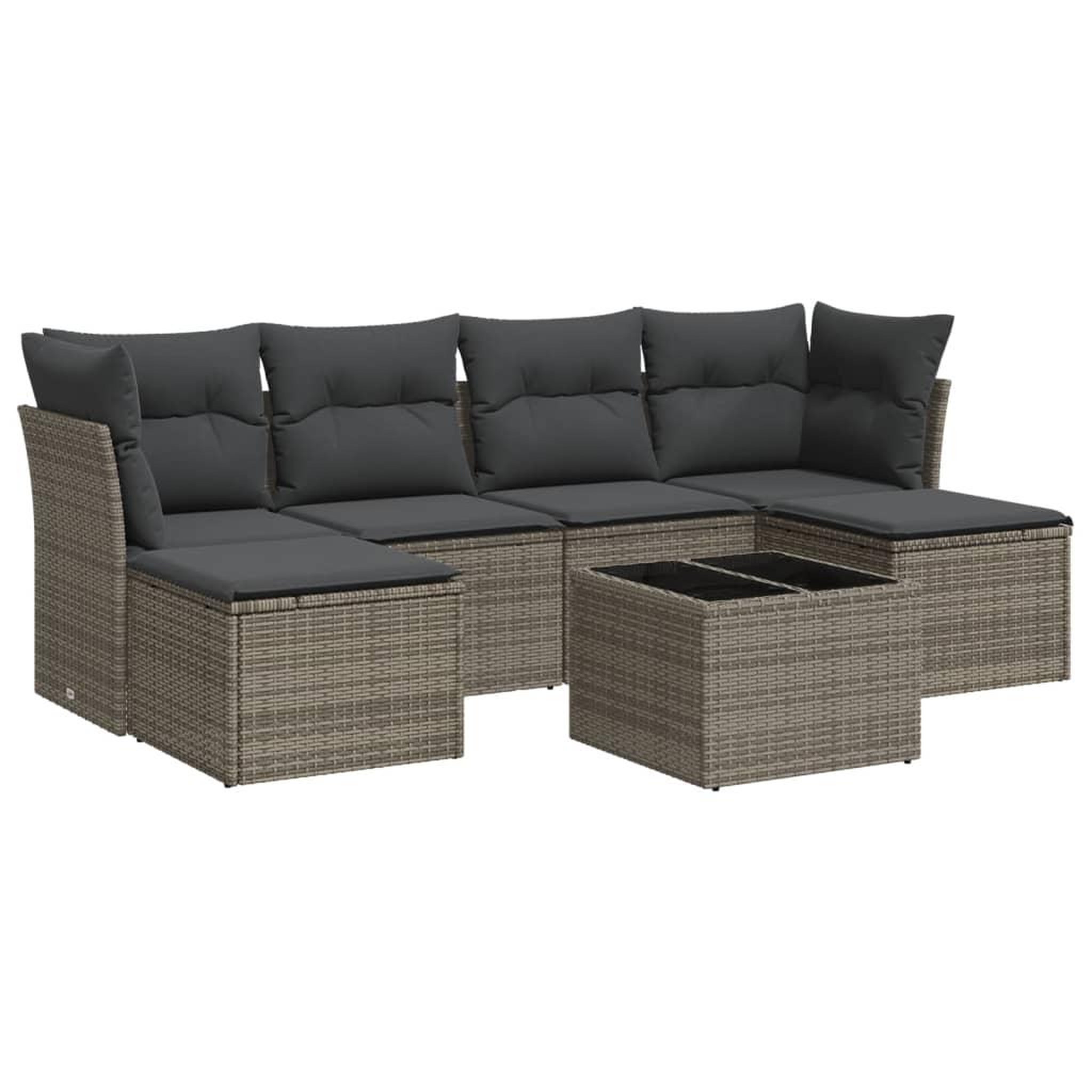 Voir la diapositive 2 : VIDAXL Salon de jardin avec coussins 7 pcs gris resine tressee