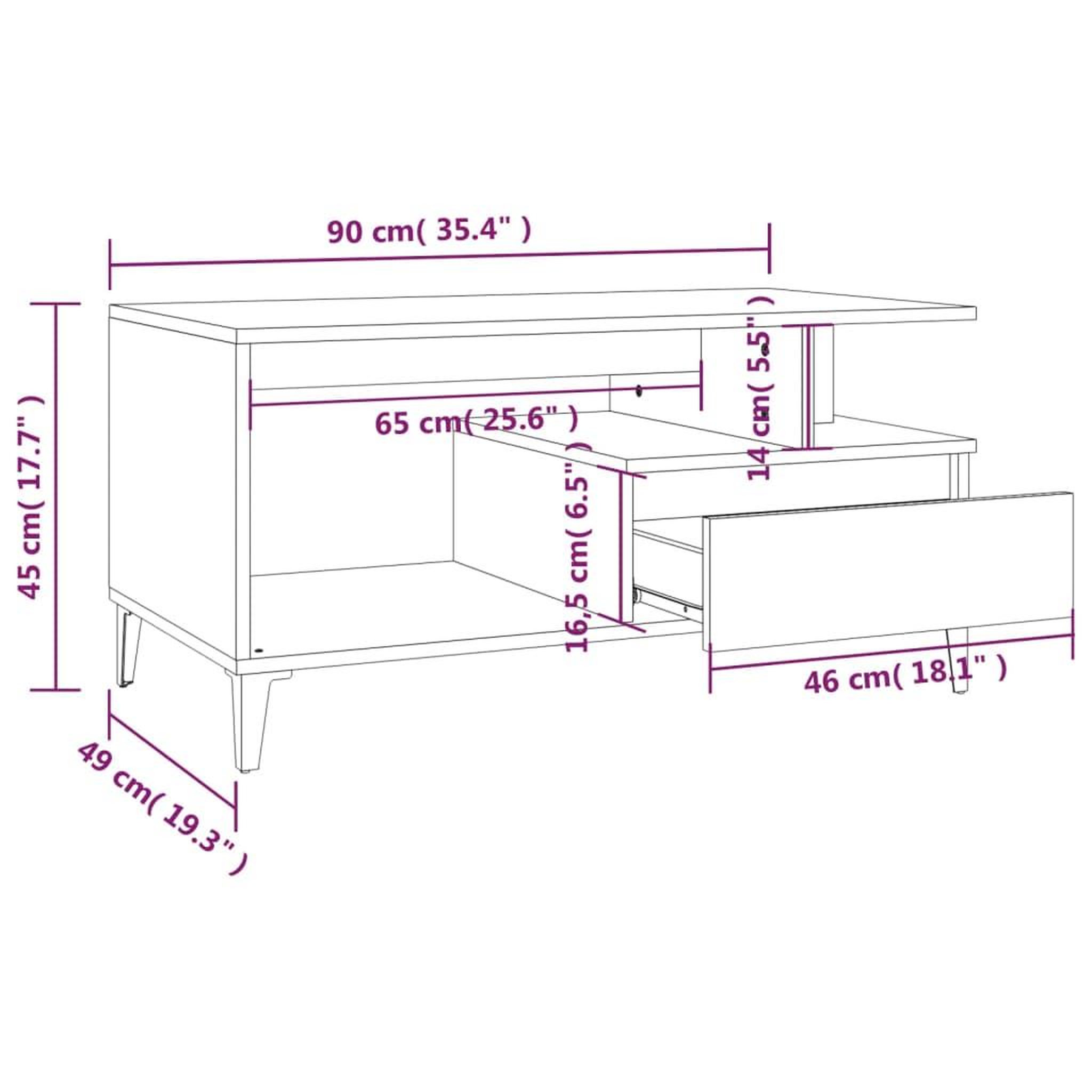 Voir la diapositive 6 : VIDAXL Table basse Blanc 90x49x45 cm Bois d'ingenierie
