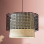 Voir la diapositive 3 : OSTARIA Suspension cylindrique métal lin Arsène noire beige
