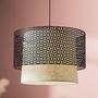 Voir la diapositive 3 : OSTARIA Suspension cylindrique métal lin Arsène noire beige