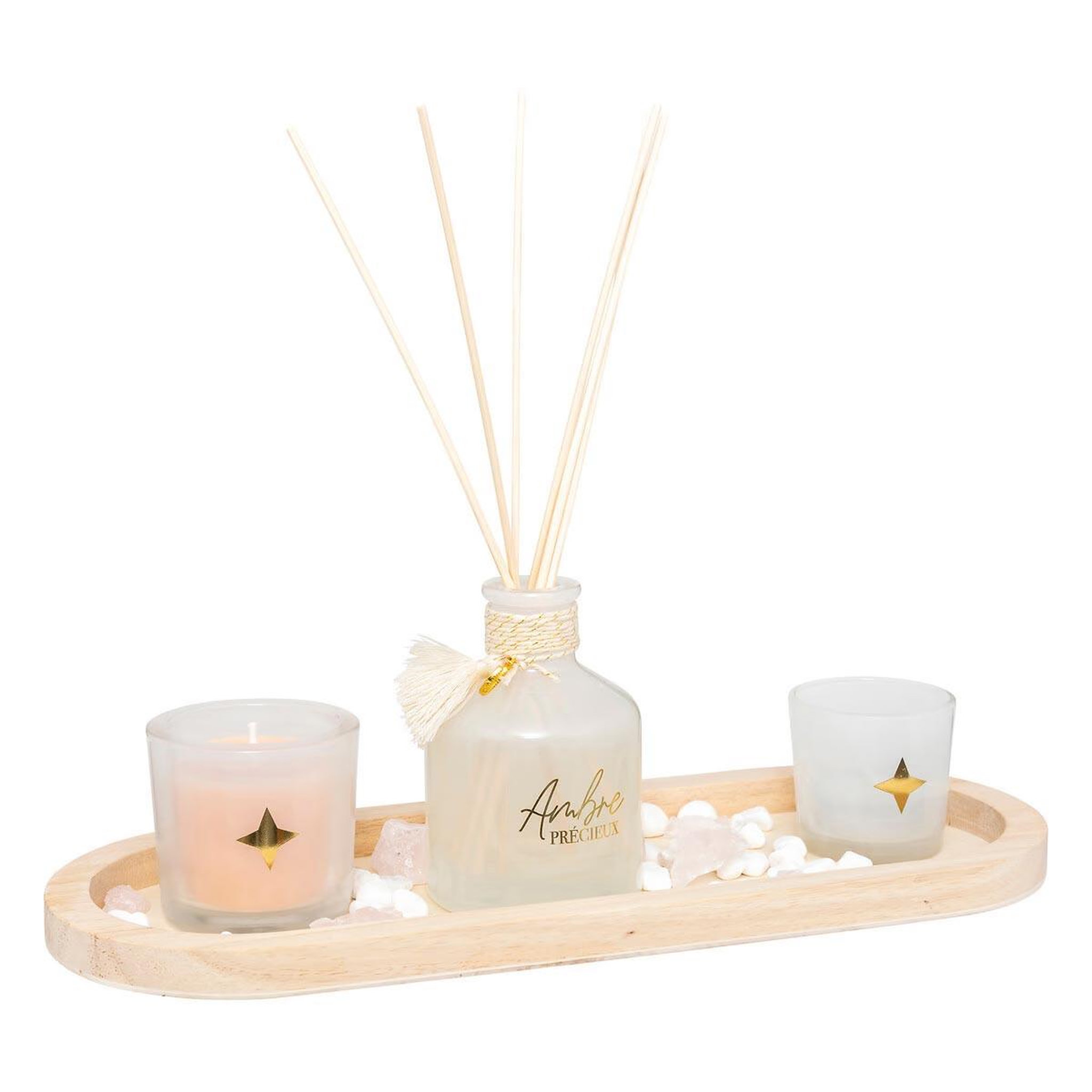 ATMOSPHERA Coffret senteur plateau  wild romance  32cm ambre