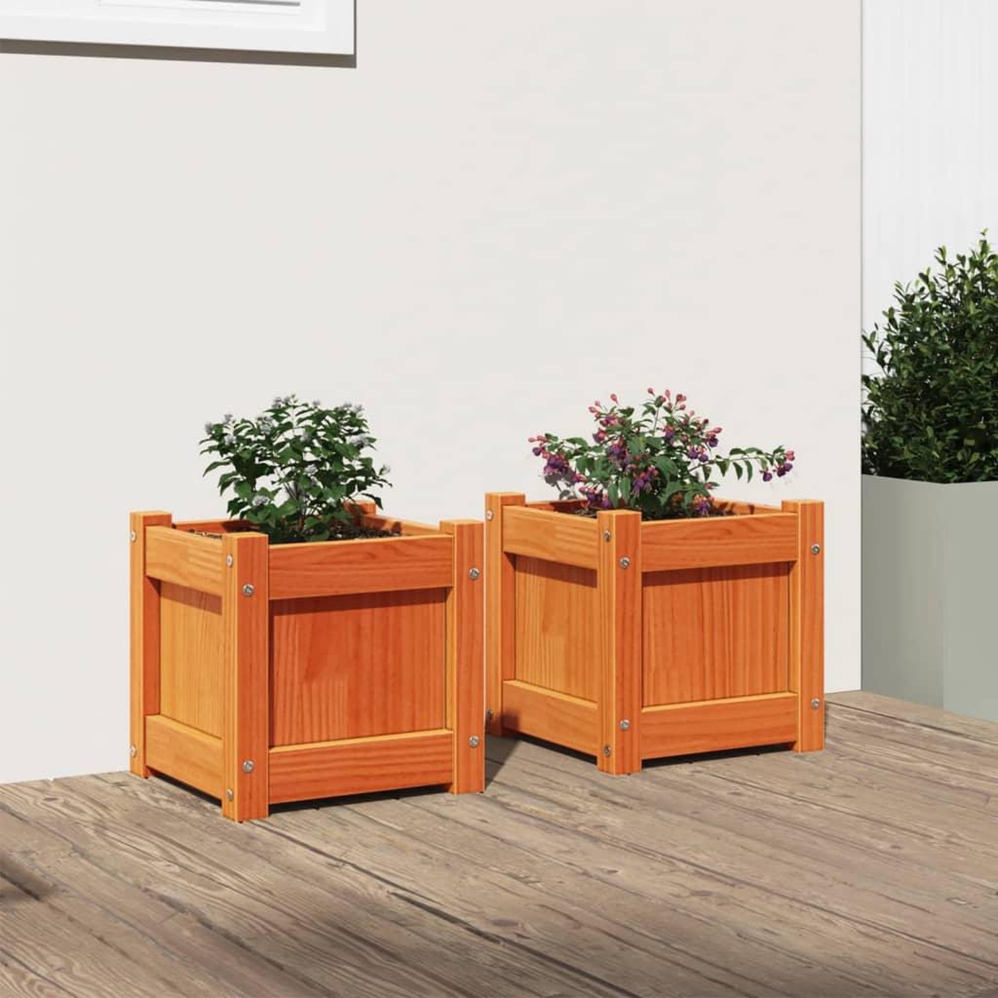 Voir la diapositive 3 : VIDAXL Jardinieres 2 pcs cire marron bois de pin massif