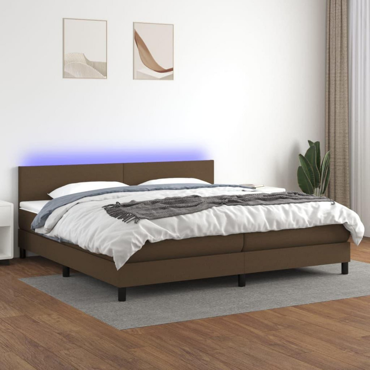 VIDAXL Sommier a lattes de lit matelas et LED Marron fonce 200x200 cm