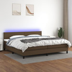 VIDAXL Sommier a lattes de lit matelas et LED Marron fonce 200x200 cm
