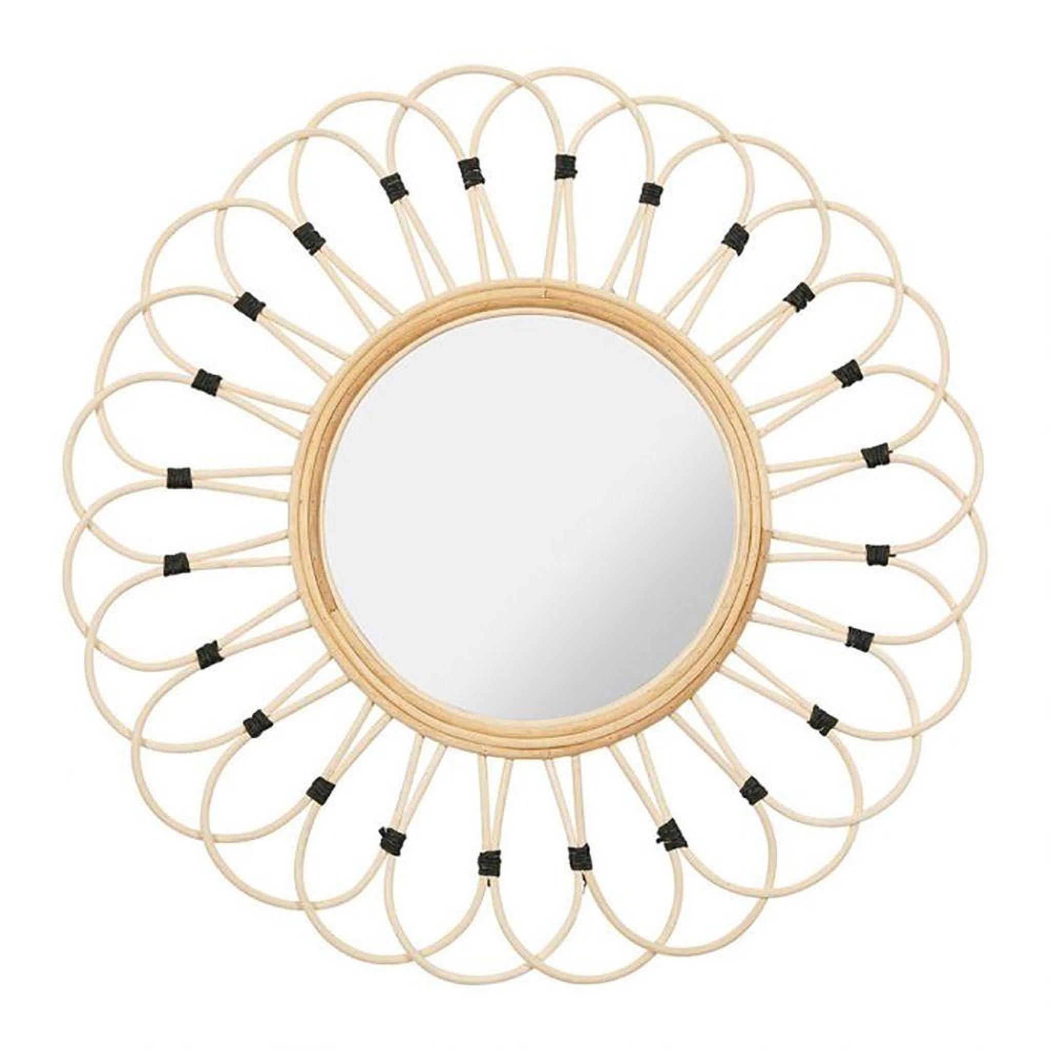 Voir la diapositive 2 : OSTARIA Miroir rond rotin Marguerite naturel D50