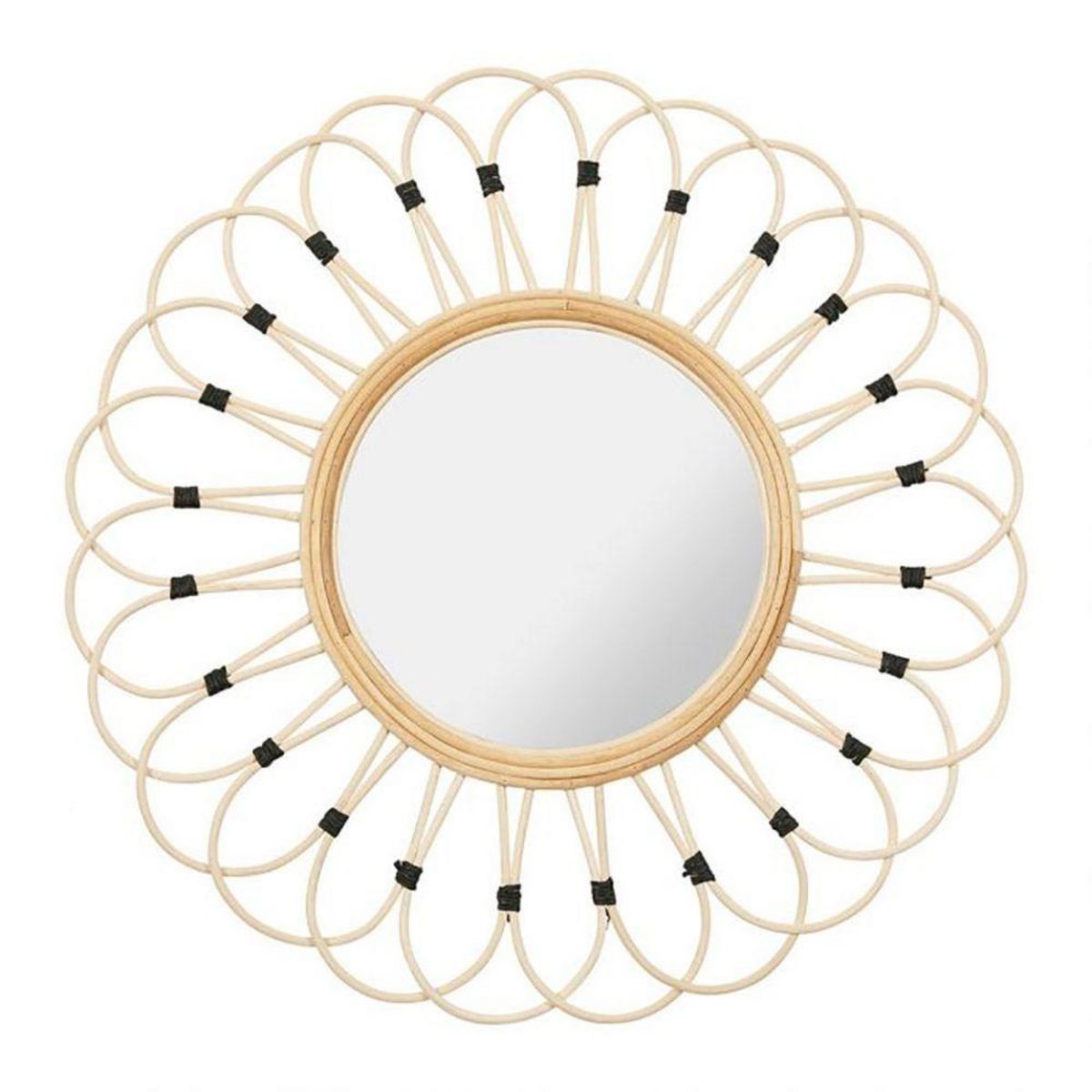 OSTARIA Miroir rond rotin Marguerite naturel D50