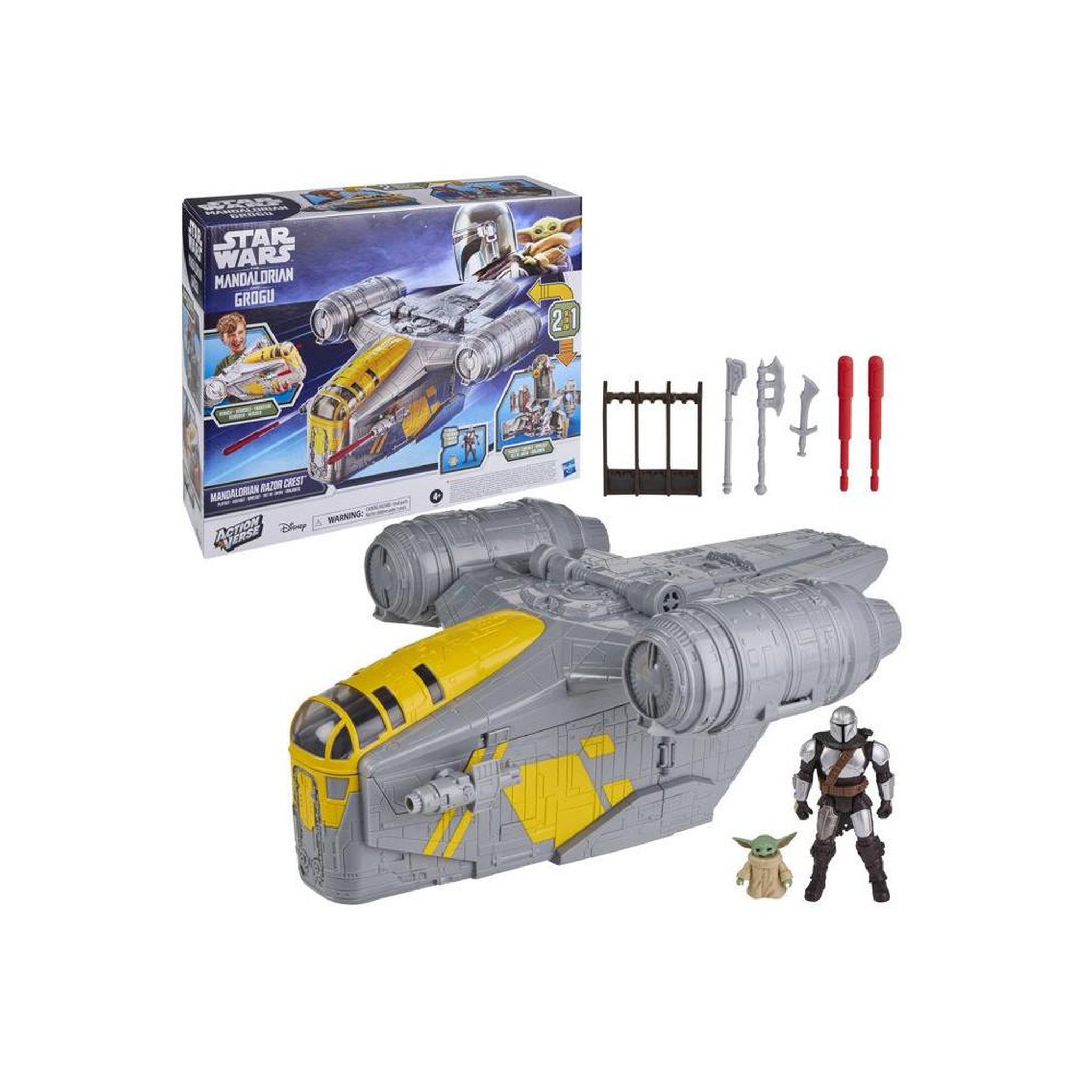Voir la diapositive 3 : HASBRO Figurines et véhicule star wars mandalorian razor crest actionverse 2-en-1, 35 cm